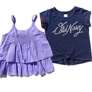 Old Navy Toddler Girls 3t Set of 2 Shirts, TankTop & Short Sleeve Tee Bundle NEW